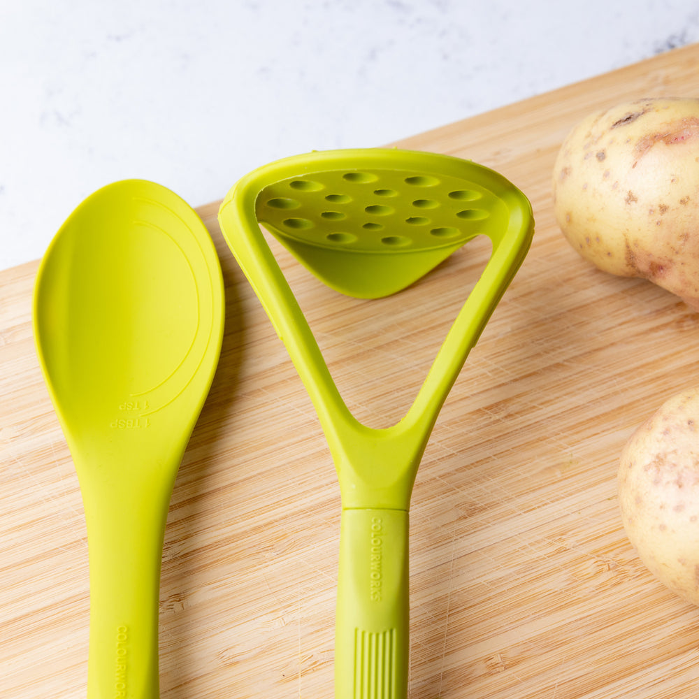Colourworks Green Silicone Potato Masher with Built-In Scoop