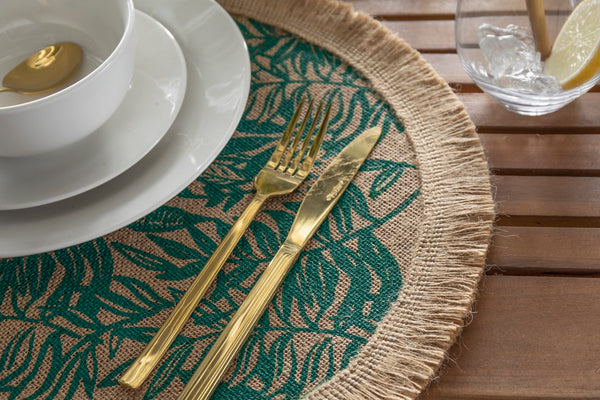 Creative Tops Round Hessian Placemats, Set of 4, Green Leaf Design, 43cm image 5