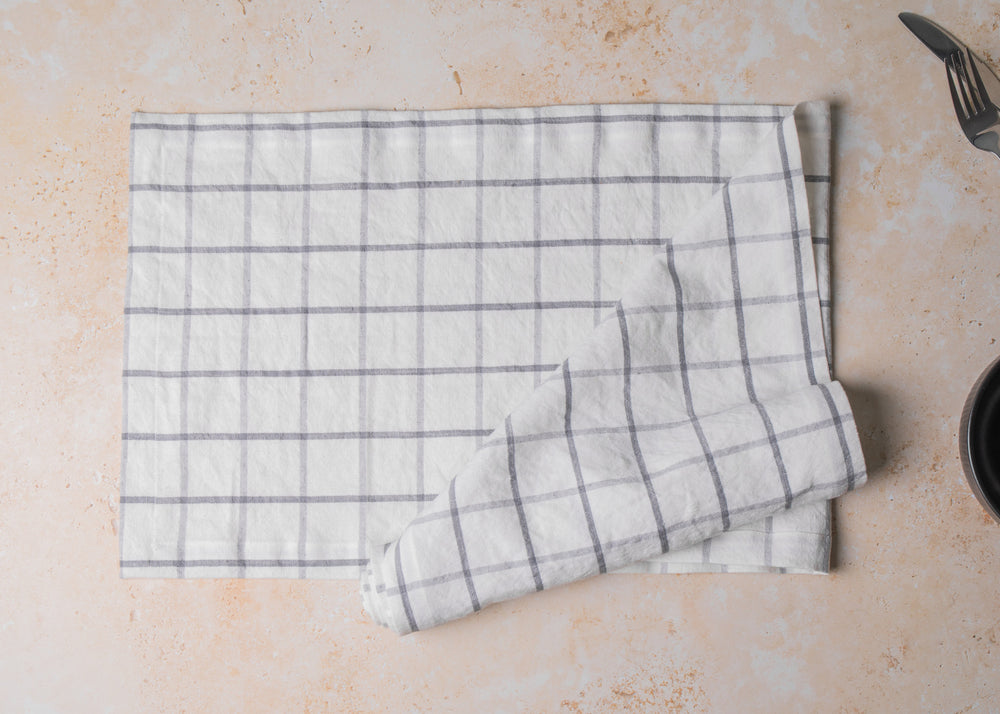 Mikasa Industrial Check Cotton and Linen Table Runner, 230 x 33cm