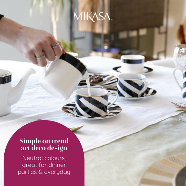 Mikasa Luxe Deco China Sugar Pot and Creamer Set, 245ml, White image 9