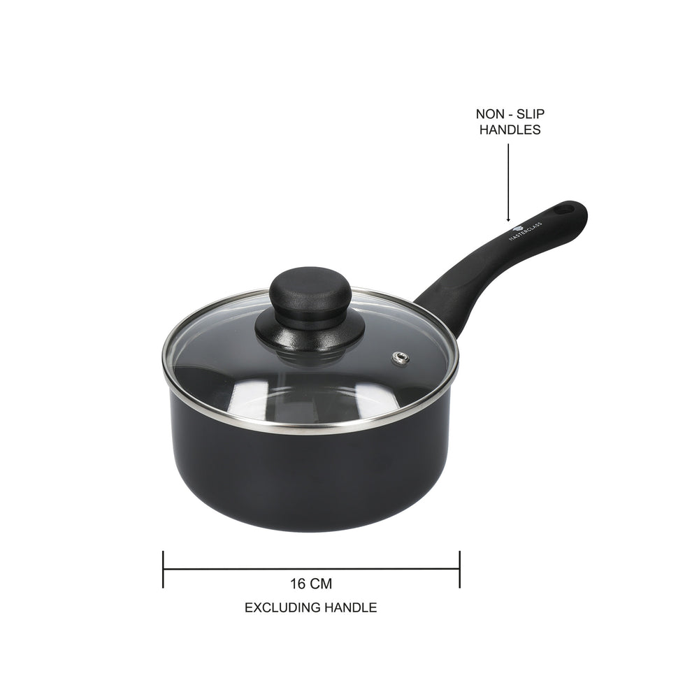 3pc Can-to-Pan Non-Stick Alumninium Saucepan Set,with 16cm, 18cm and 20cm Saucepans with Lids