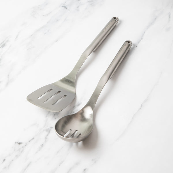 2pc Premium Stainless Steel Untensil Set with Slotted Spoon and Slotted Turner image 2