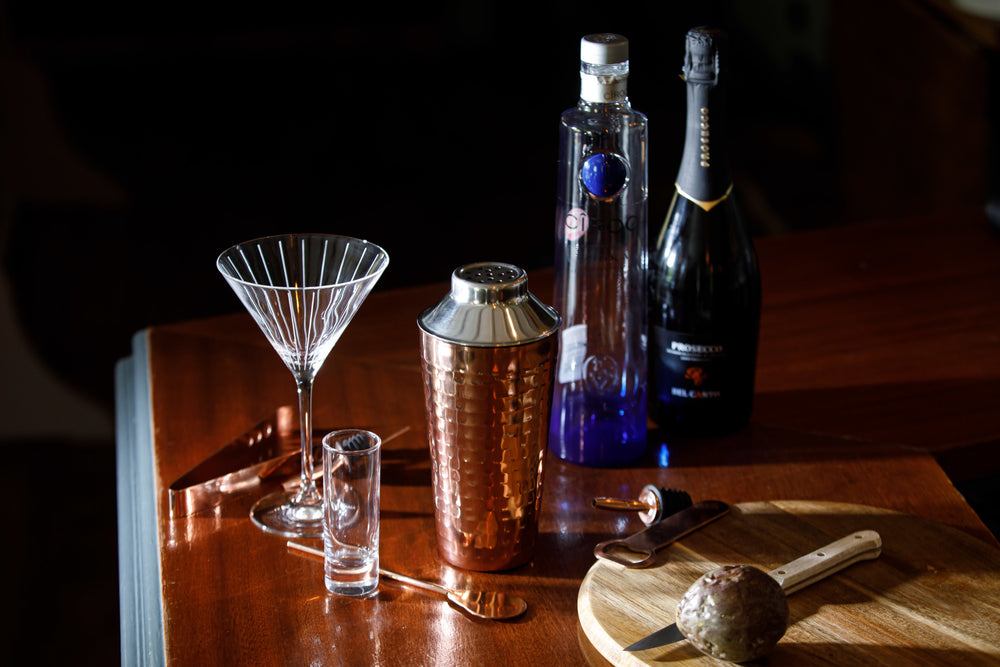 BarCraft 7-Piece Copper Cocktail Shaker Set in Gift Box, Stainless Steel