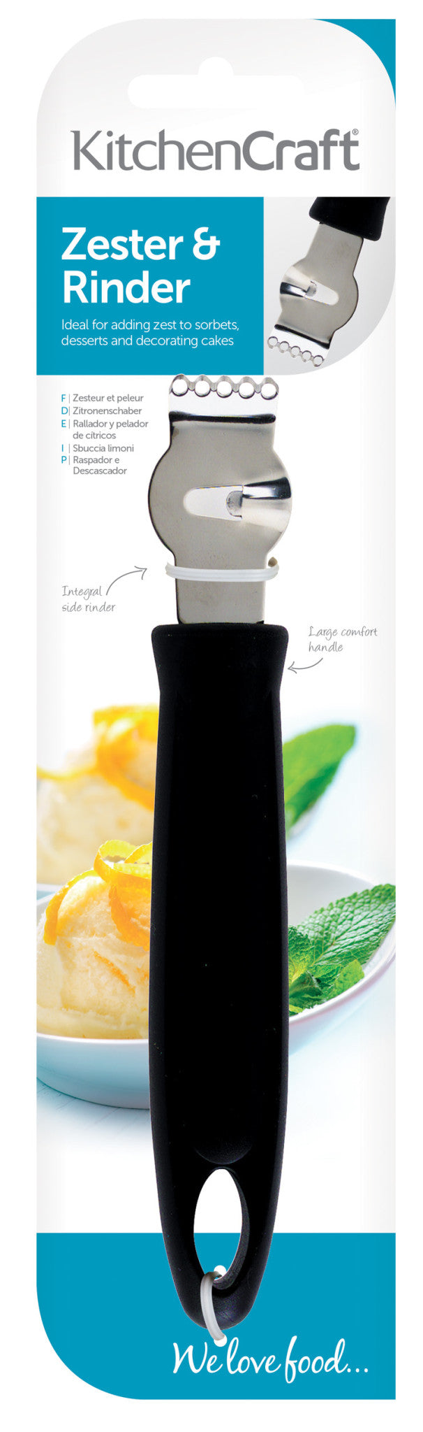 KitchenCraft Black Handled Stainless Steel Bladed Zester