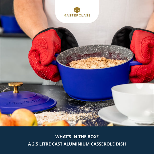 MasterClass Electric Blue Cast Aluminium Casserole Dish, 2.5L image 4