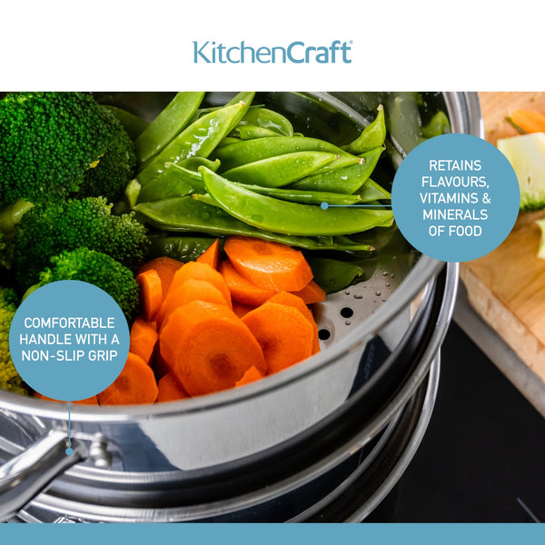 KitchenCraft Stainless Steel Three Tier Steamer, 16cm image 9
