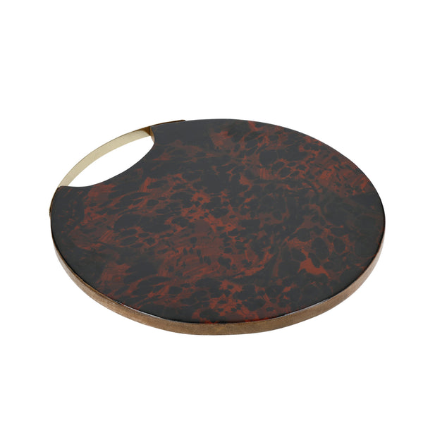 2pc Serving Platter Set with Mango Wood Serving Platters with Tortoise Shell Resin, Round and Rectangular image 4