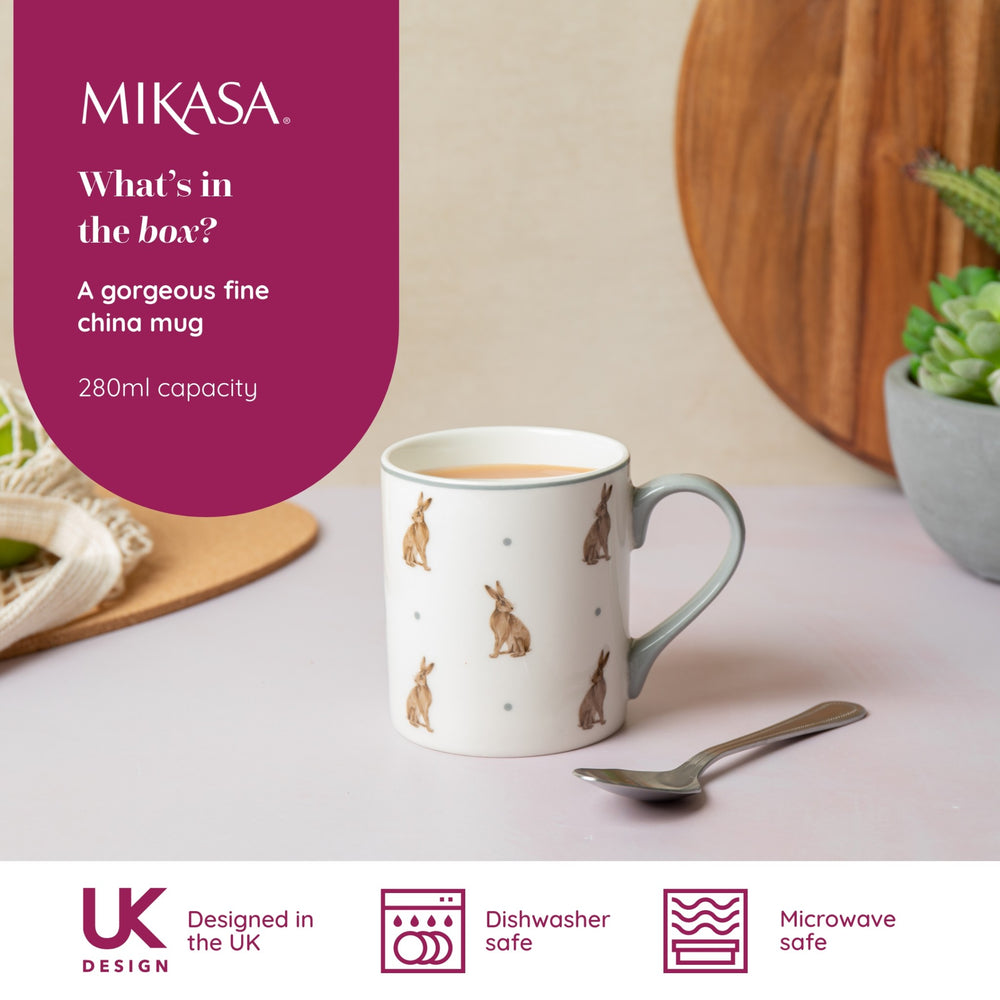 Mikasa Hare Straight-Sided Porcelain Mug, 280ml