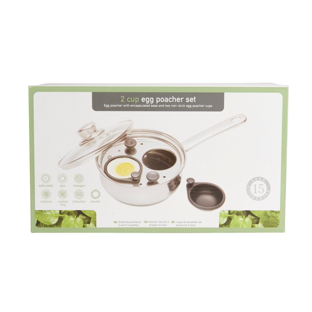 KitchenCraft Stainless Steel Two Hole Egg Poacher, 16cm