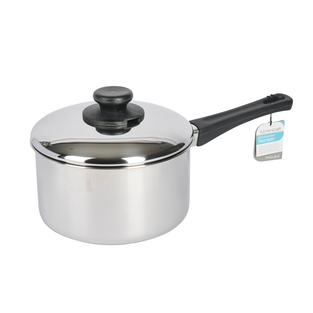 KitchenCraft Stainless Steel Extra Deep Saucepan, 20cm