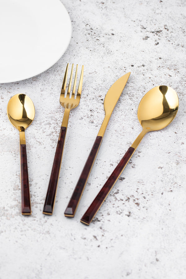 Mikasa 16-Piece Faux Tortoise Shell Cutlery Set, Stainless Steel image 10