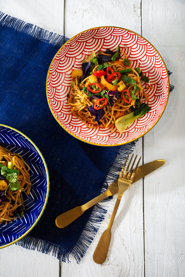 Mikasa Blue Arched Pattern Stoneware Bowl, 21 cm image 6