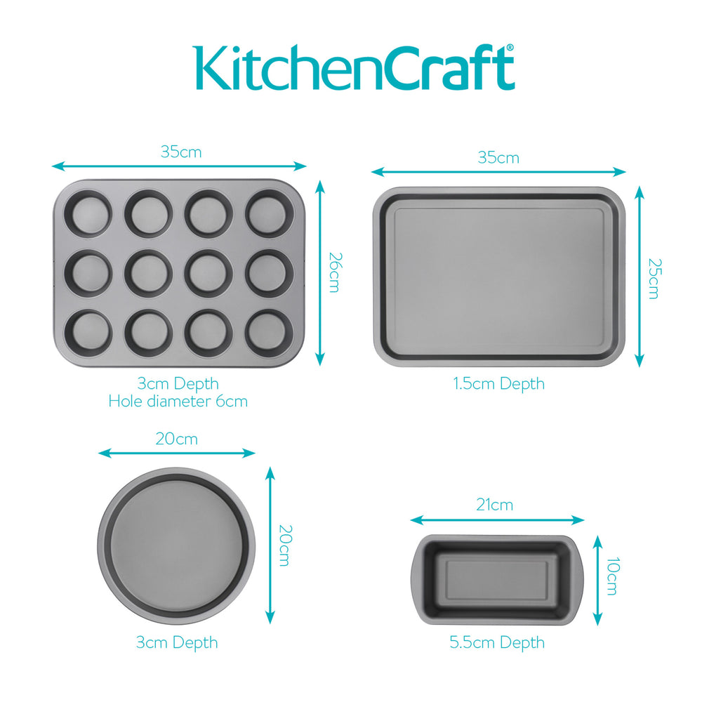 KitchenCraft Non-Stick Carbon Steel 4-Piece Bakeware Set