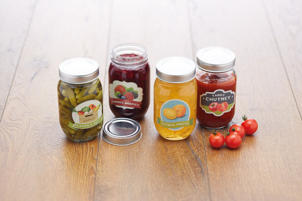 Set of 4 Home Made 480ml Glass Assorted Print Jars image 2