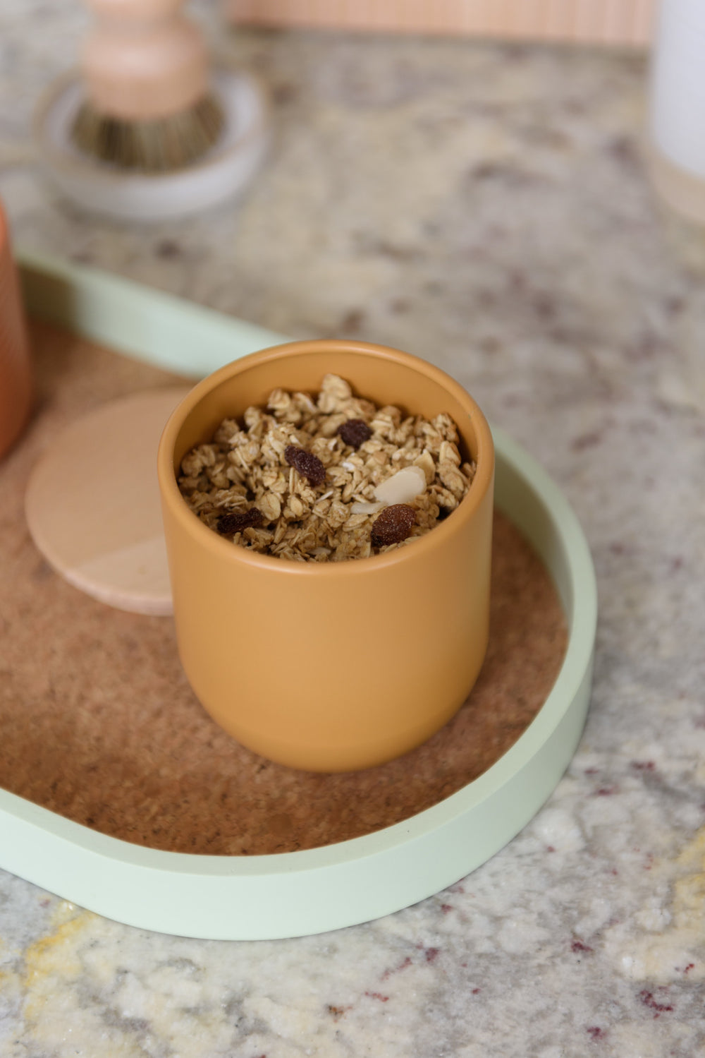 KitchenCraft Idilica Kitchen Canister with Beechwood Lid, 9 x 10cm, Yellow