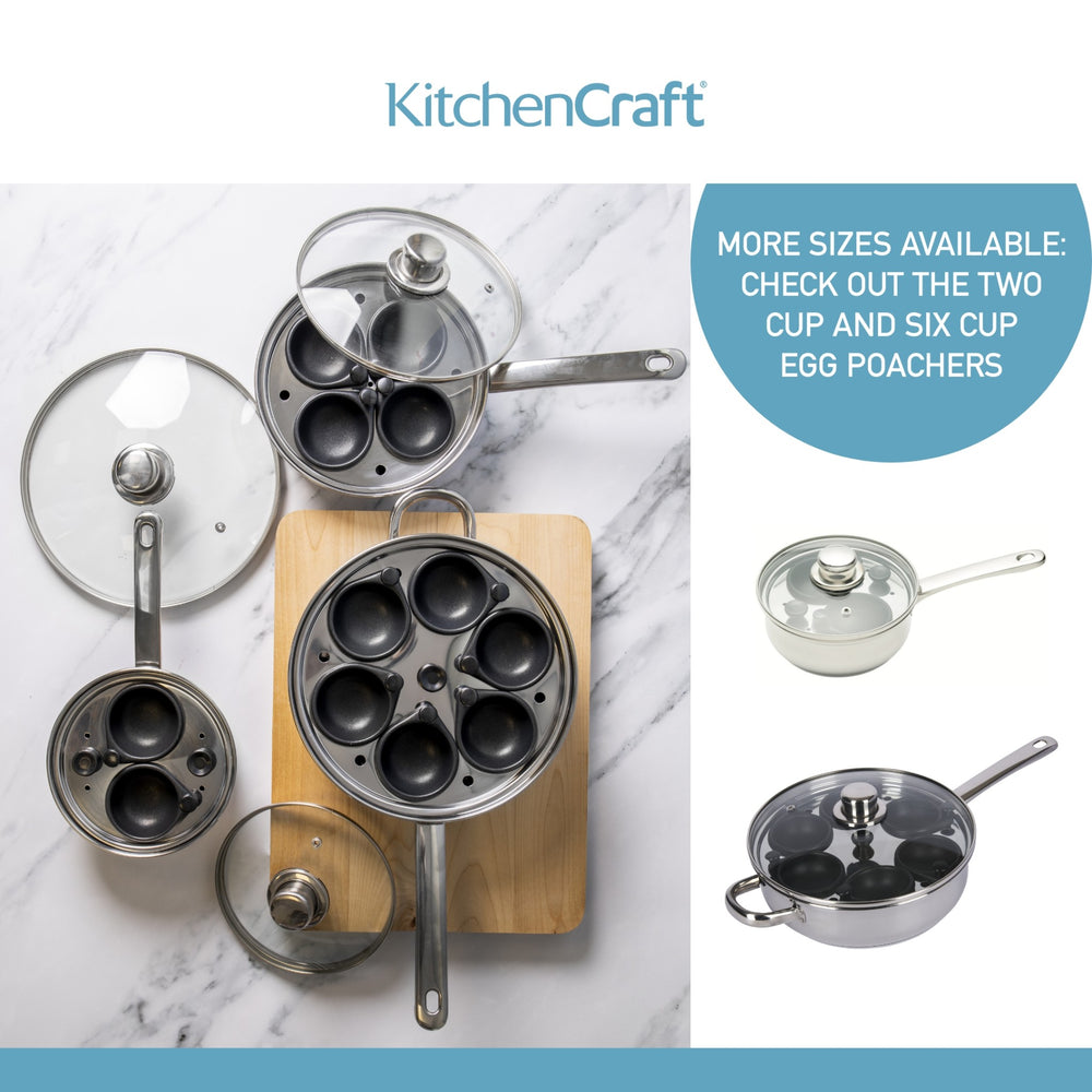 KitchenCraft Stainless Steel 6-Hole Egg Poacher, 28cm