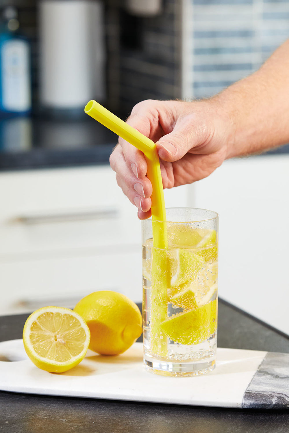 KitchenCraft Set of Six Silicone Straws with Cleaning Brush