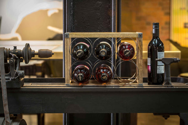 Industrial Kitchen Vintage-Style 6-Bottle Metal / Wooden Wine Rack image 6