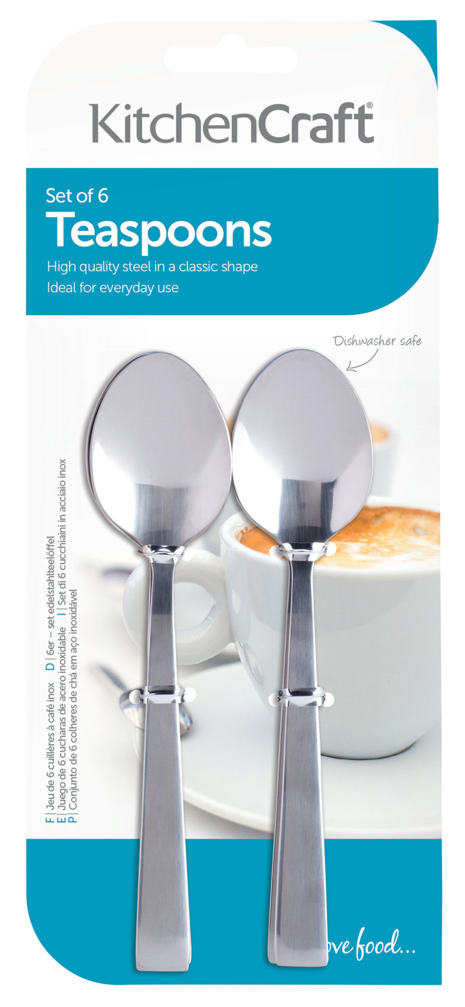 KitchenCraft Set of 6 Stainless Steel Teaspoons