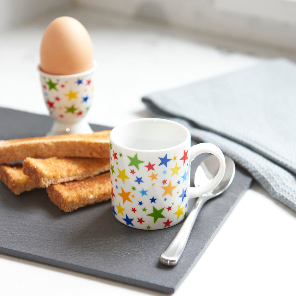 Set of 6 KitchenCraft 80ml Porcelain Multi Stars Espresso Cups