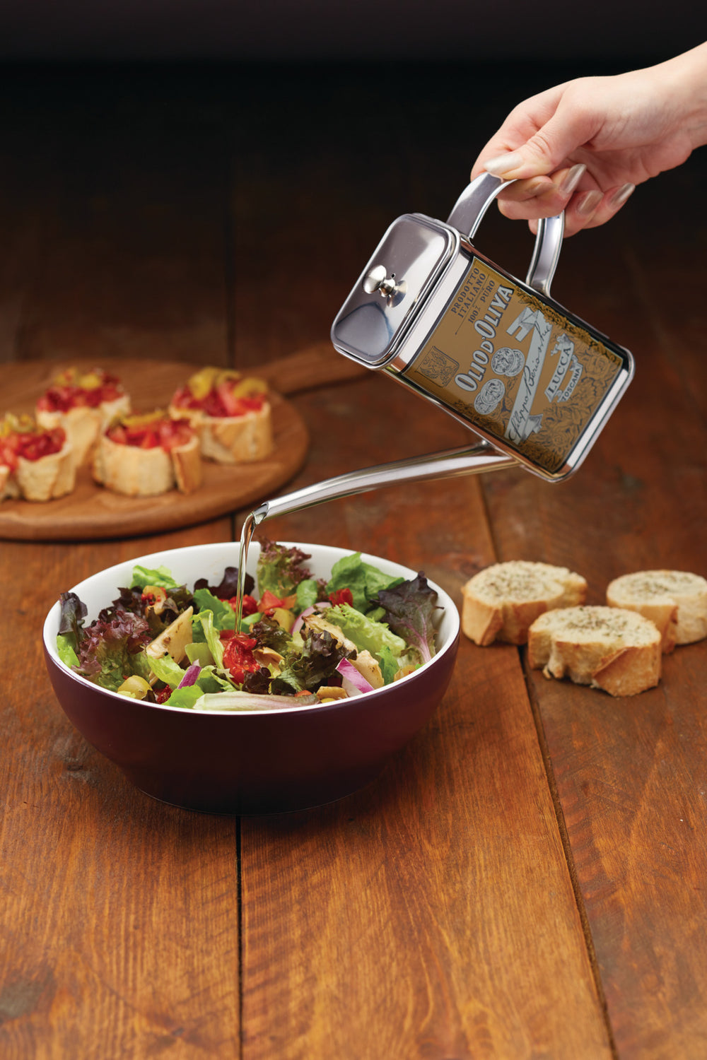 KitchenCraft World of Flavours Italian Stainless Steel Oil Can Drizzler