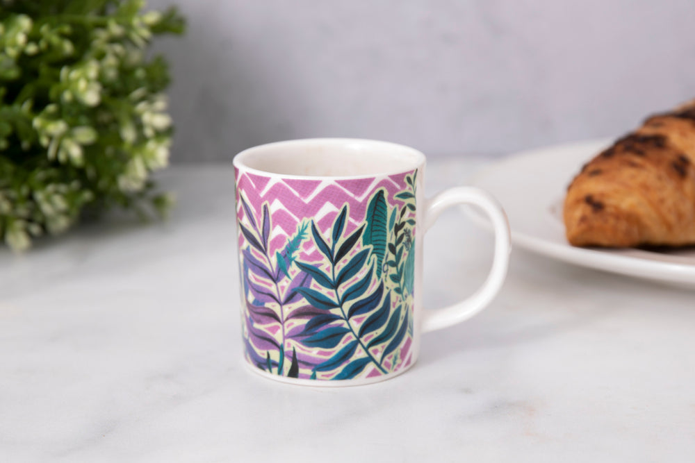 KitchenCraft Espresso Mug Exotic Leaves Design