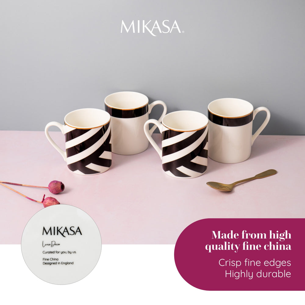 Mikasa Luxe Deco China Mugs, Set of 4, 380ml