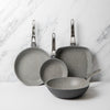 4pc Cast Aluminium Non-Stick Cookware Set with 2x Frying Pans, 20cm & 28cm, Square Grill Pan and Wok image 2