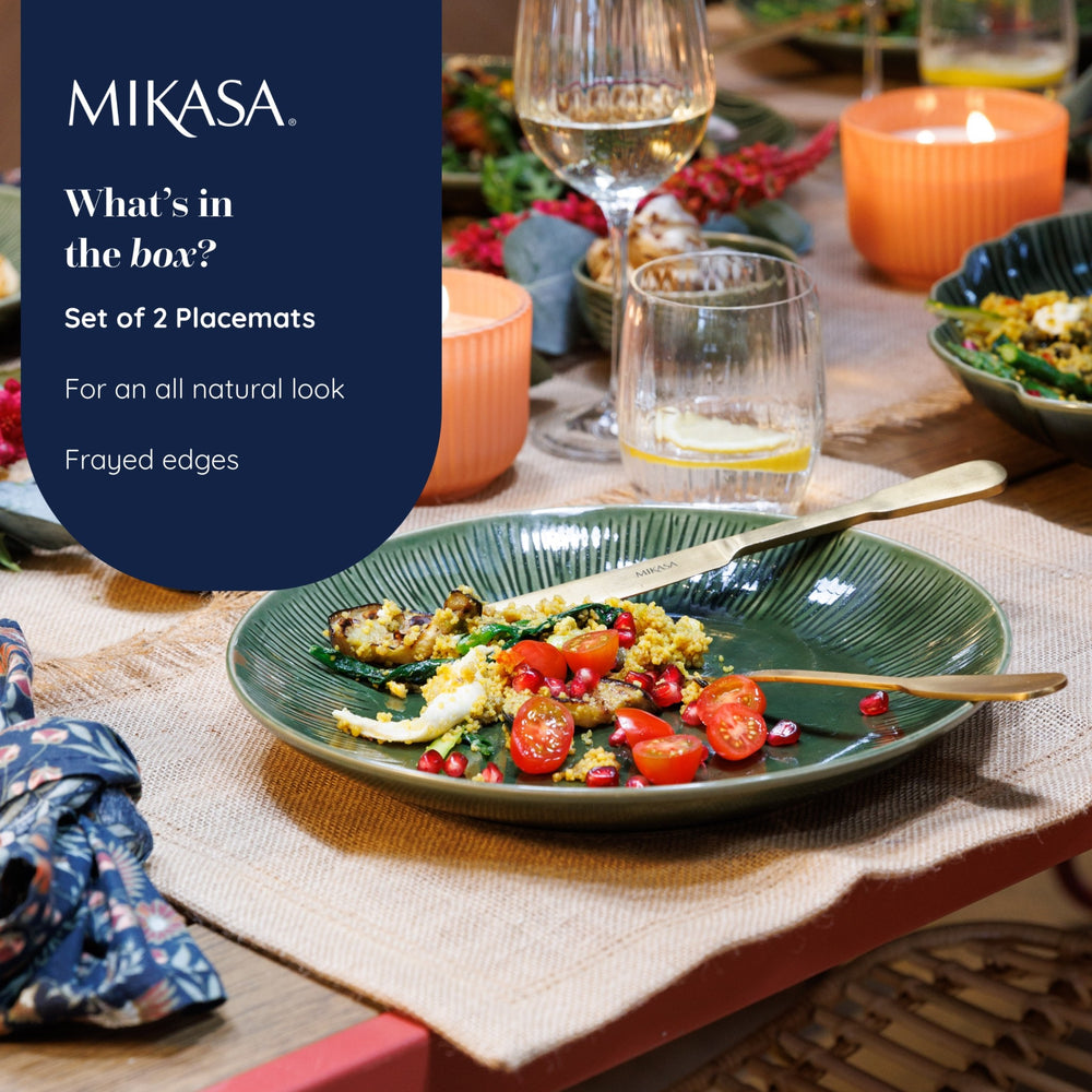 Mikasa Rectangle Jute Placemats, Set of 2, Natural, 35 x 45cm