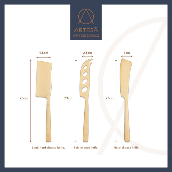 Artesá-Piece Set of Brass-Finished Cheese Knives image 9