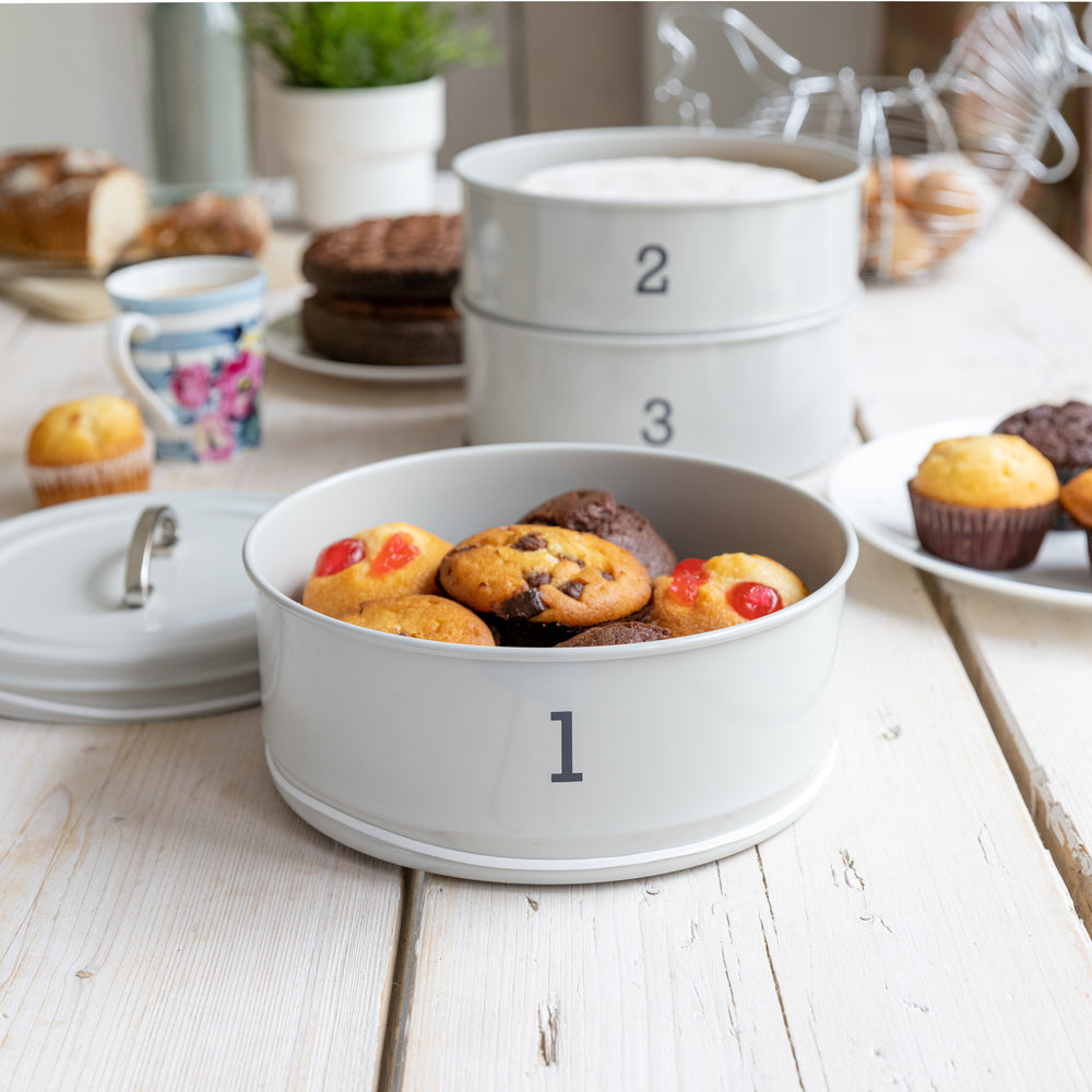 Living Nostalgia French Grey Three Tier Cake Tin Set