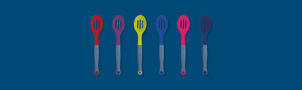Colourworks Brights Navy Silicone-Headed Slotted Spoon