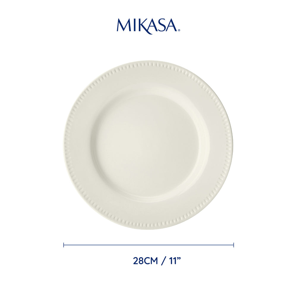 Mikasa Cranborne Stoneware Dinner Plates, Set of 4, 27cm, Cream