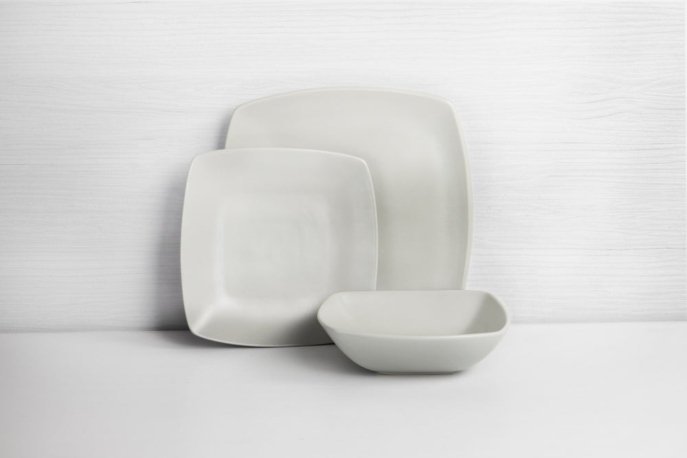 Creative Tops Raven Grey 12 Piece Dinner Set, Square, Ceramic, Service for 4