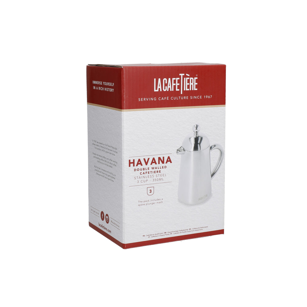 La Cafetière Havana 3 Cup Double Walled Cafetière - Stainless Steel