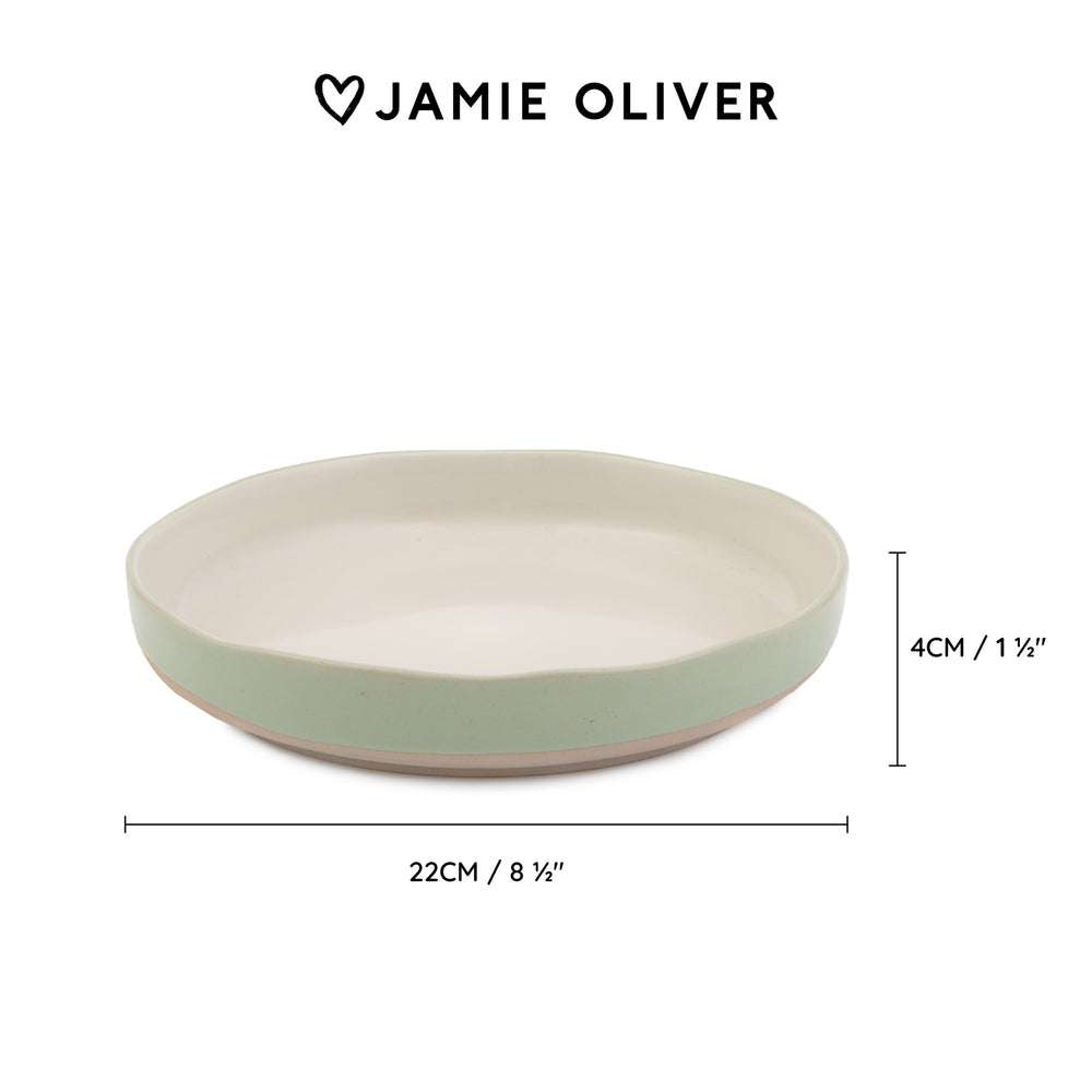 Jamie Oliver Big Love Dishy Bowls, Stoneware, Set of 4, Green, 22cm