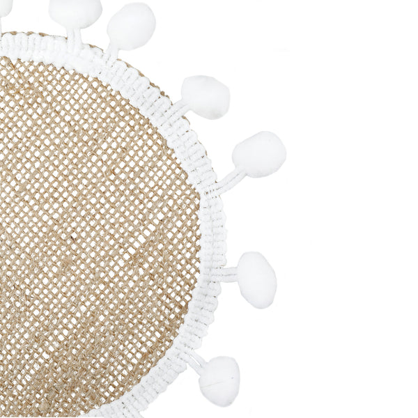 Natural Elements Set of 4 Woven Hessian Drink Coasters with Pom Pom Decorations image 8