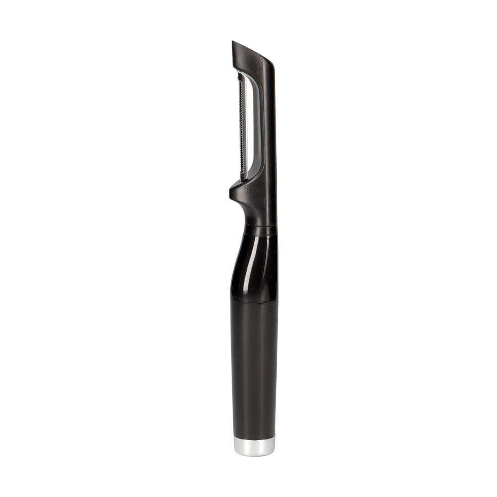 4pc Onyx Black Utensil Set with Multi-Function Can Opener, Pizza Wheel, Garlic Press and Euro Peeler