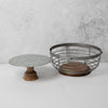 2pc Kitchenware Set with Mango Wood Footed Cake Stand and Kitchen Wire Fruit Basket image 2