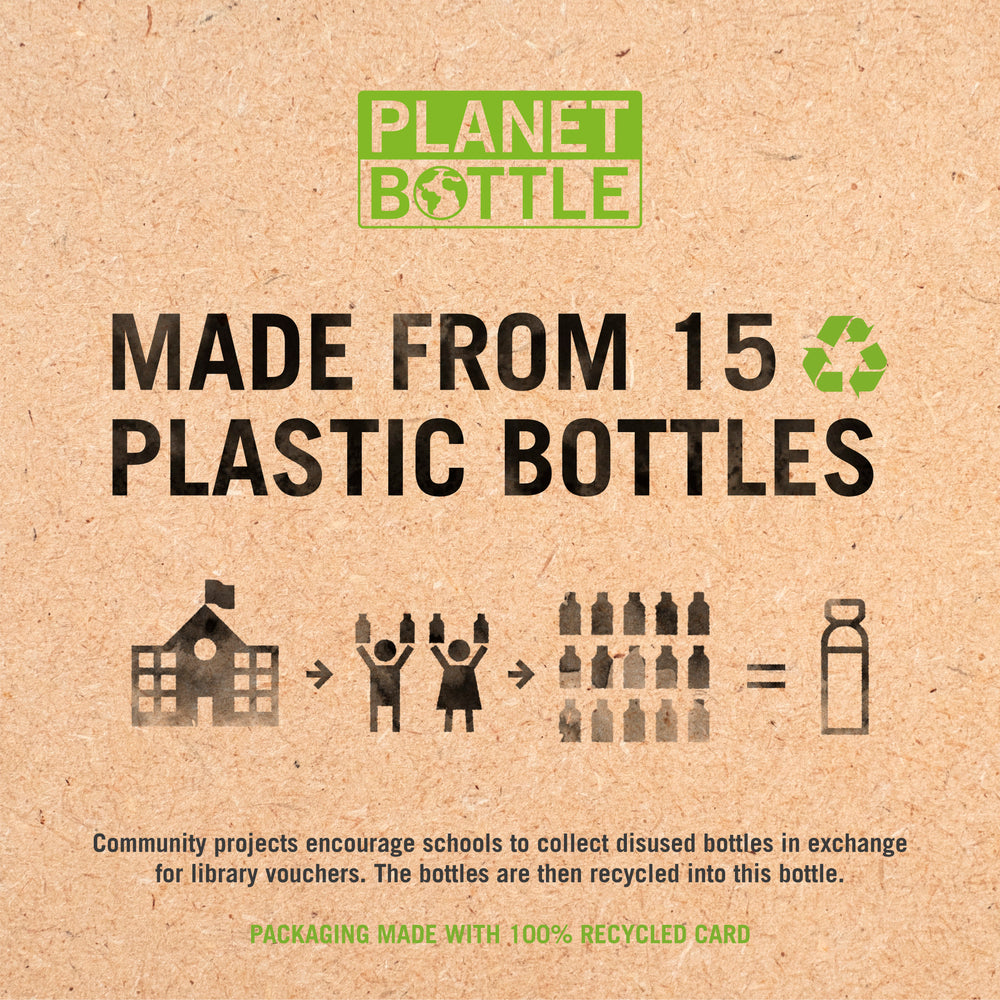 BUILT Planet Bottle, 500ml Recycled Reusable Water Bottle with Leakproof Lid - Green
