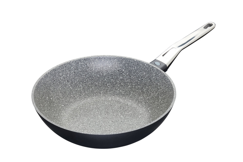 3pc Cookware Set with 2x Non-Stick Cast Aluminium Frying Pans, 20cm & 28cm and 28cm Wok - Induction Safe