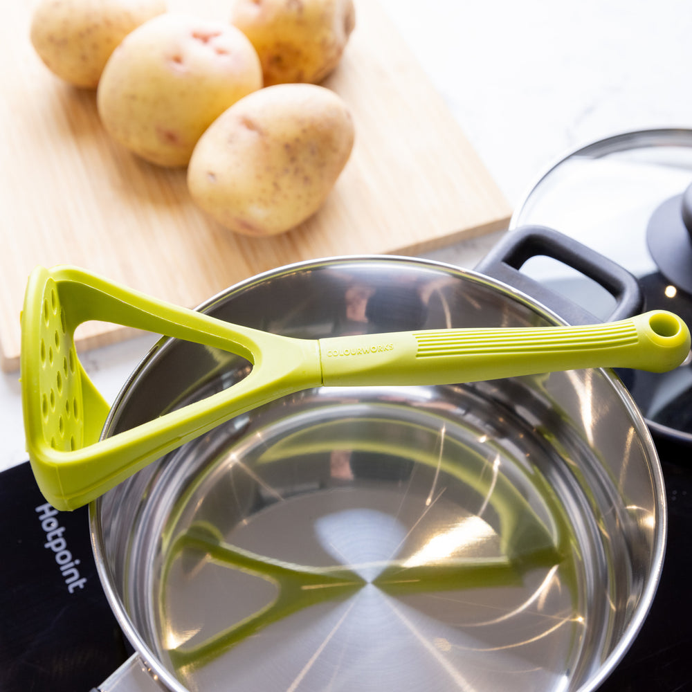 Colourworks Green Silicone Potato Masher with Built-In Scoop