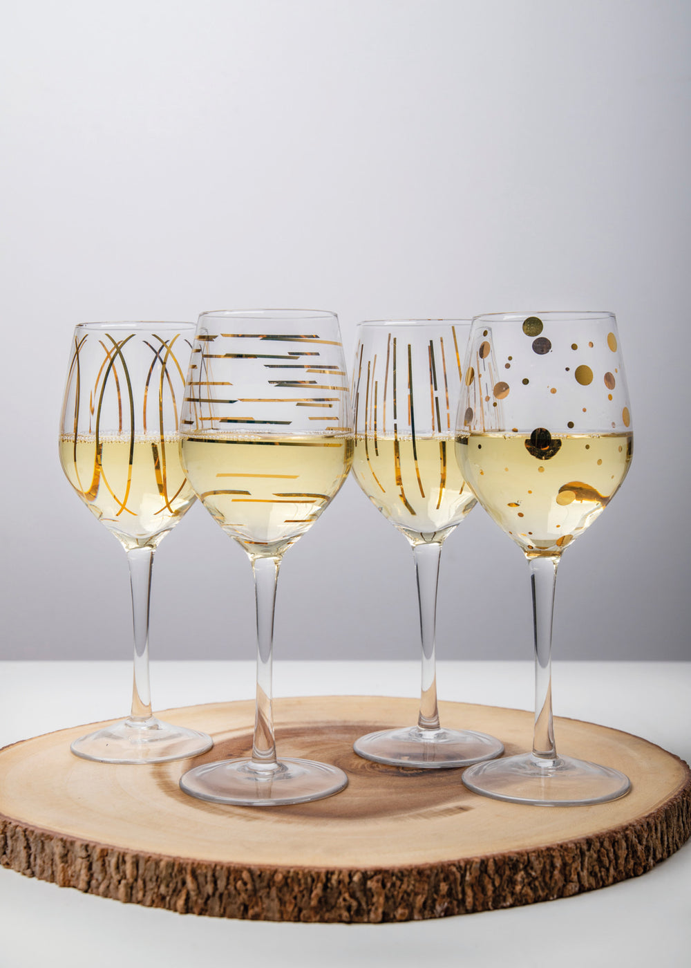 Mikasa Cheers Metallic Gold Set Of 4 14Oz Wine Glasses