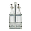 Industrial Kitchen Vintage-Style Glass Oil and Vinegar Cruet Set with Galvanised Steel Holder image 3