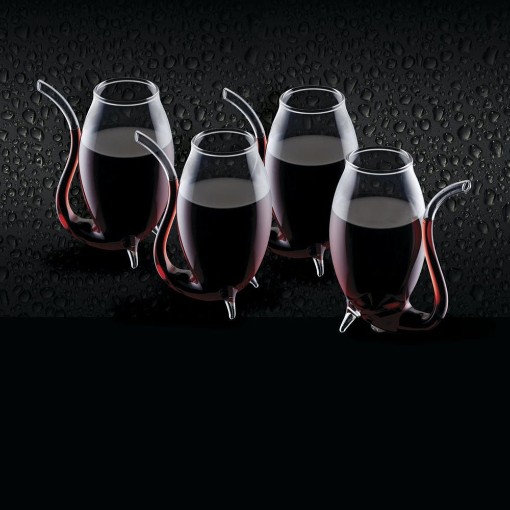 BarCraft Set of 4 Glass Port Sippers