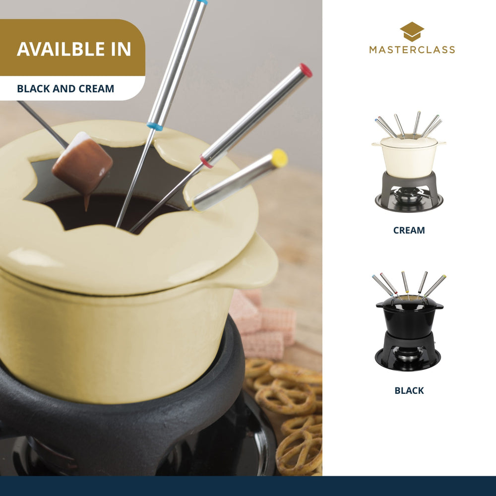 MasterClass Cast Iron Enamelled Cream Fondue Set