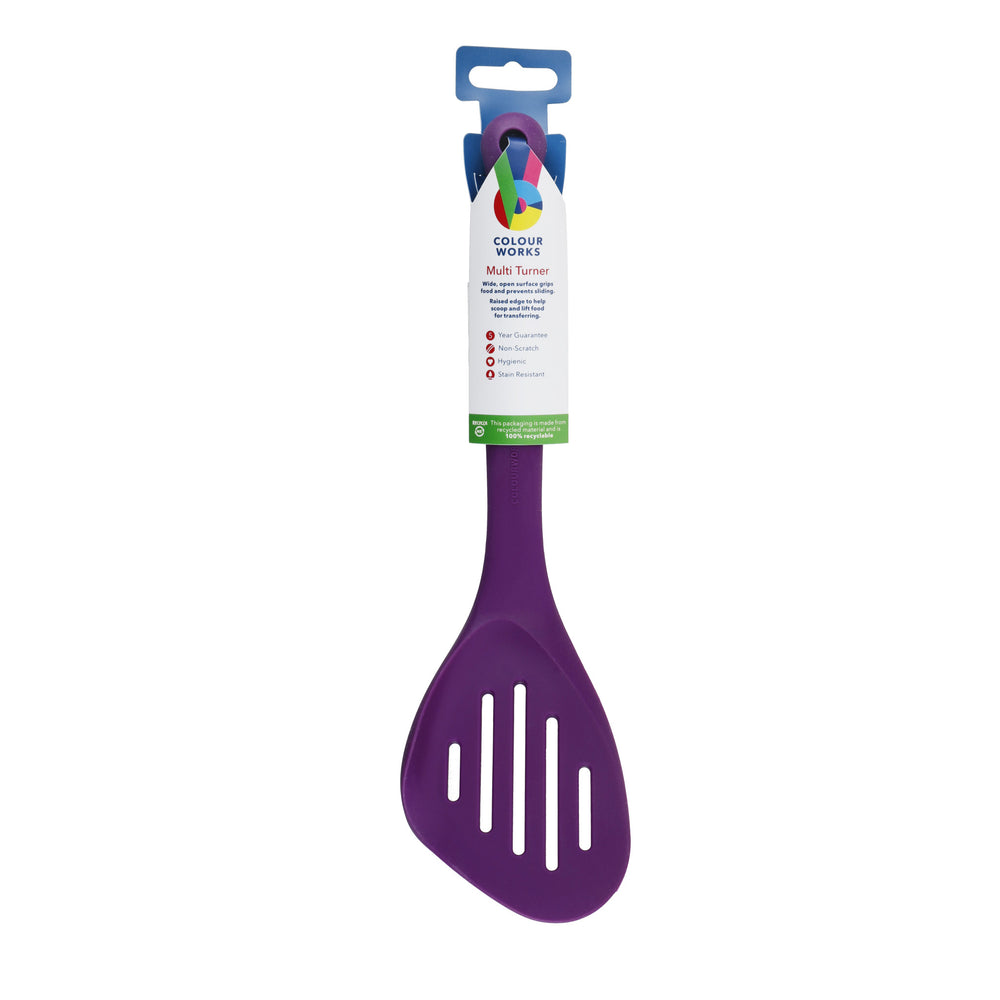 Colourworks Purple Silicone Fish Slice with Raised Edge, Slotted Design