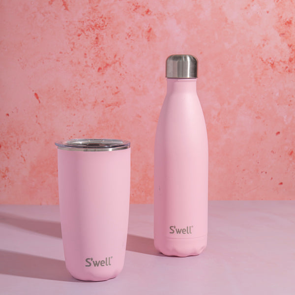 S'well 2pc Travel Cup and Bottle Set with Stainless Steel Water Bottle, 500ml and Drinks Tumbler, 530ml, Pink Topaz image 2