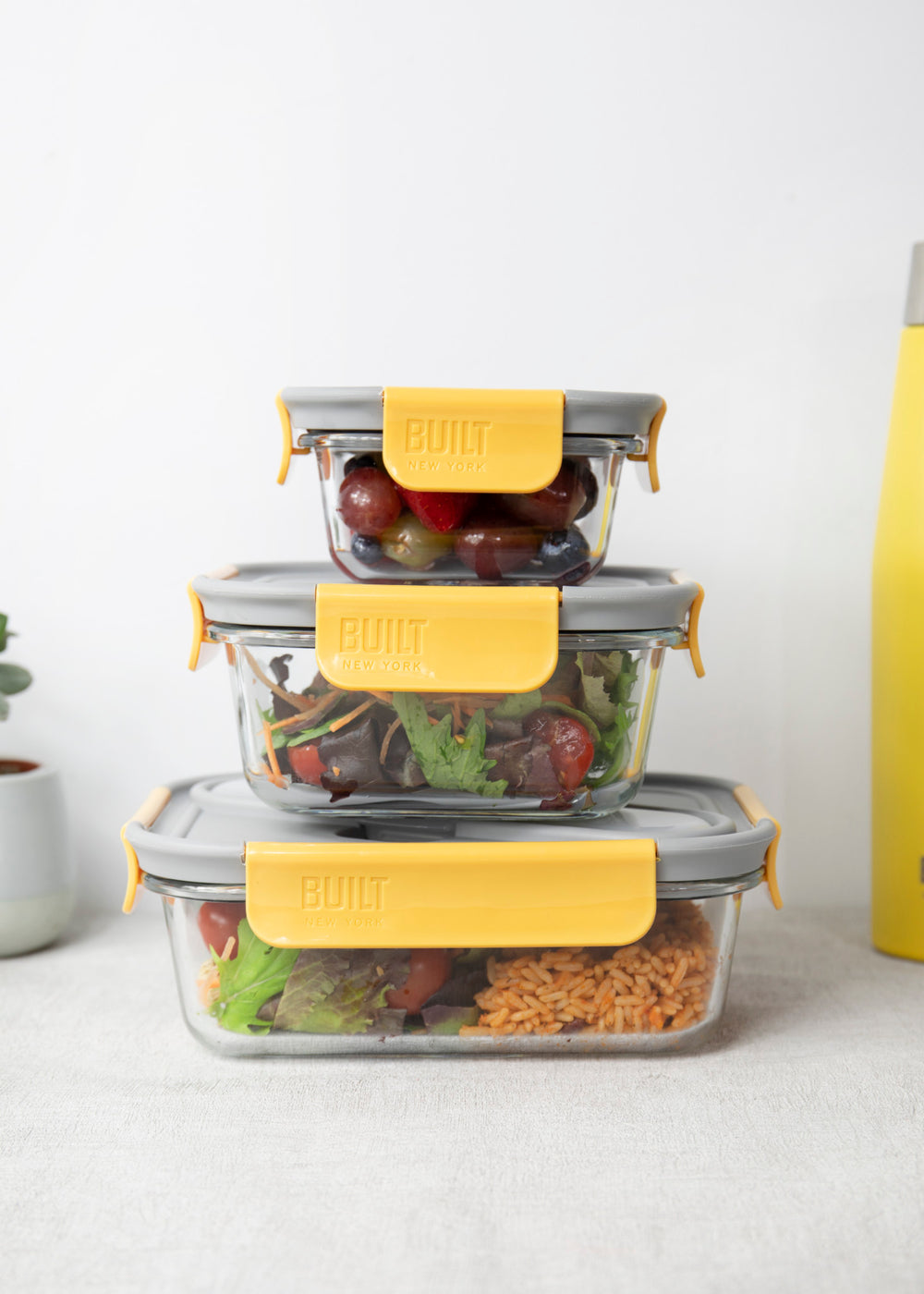 Built Stylist Glass 900ml Lunch Box with Cutlery
