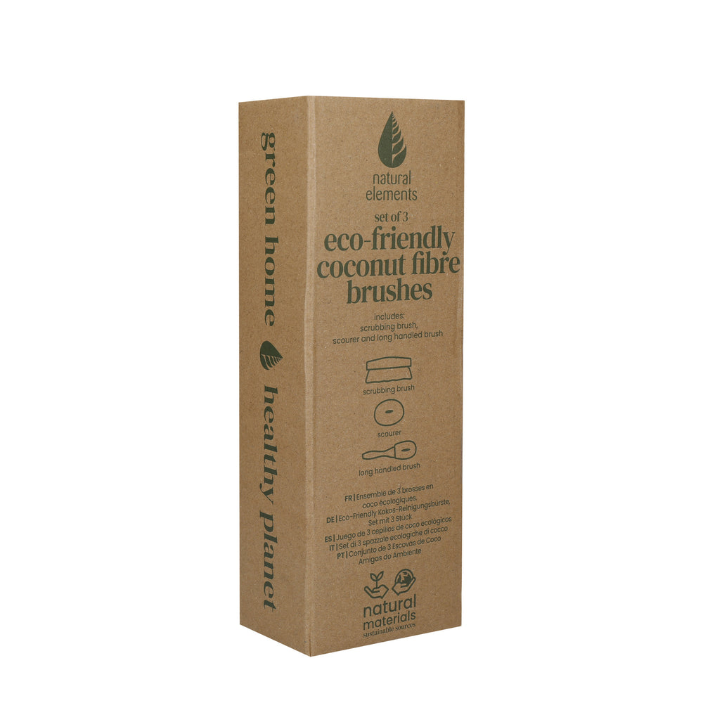 Natural Elements Eco-Friendly Coconut Fibre Brush Set - 3 Pieces